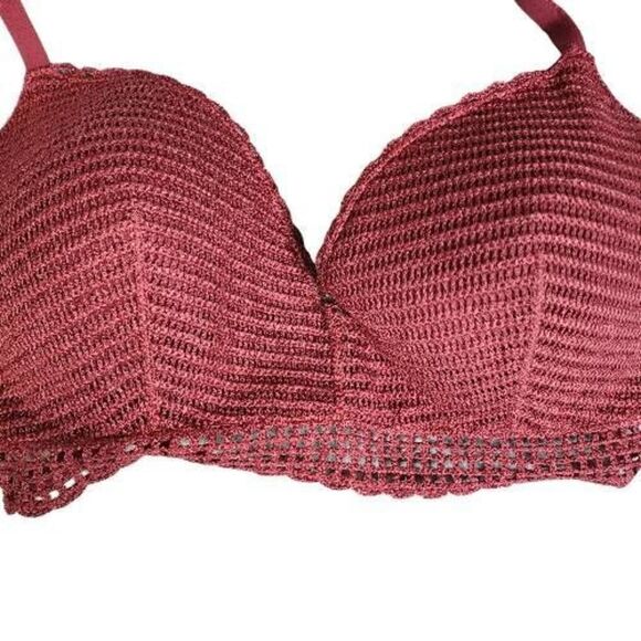Shade & Shore 38DD Crochet Dusty Rose Push Up Bikini Top - Picture 3 of 5